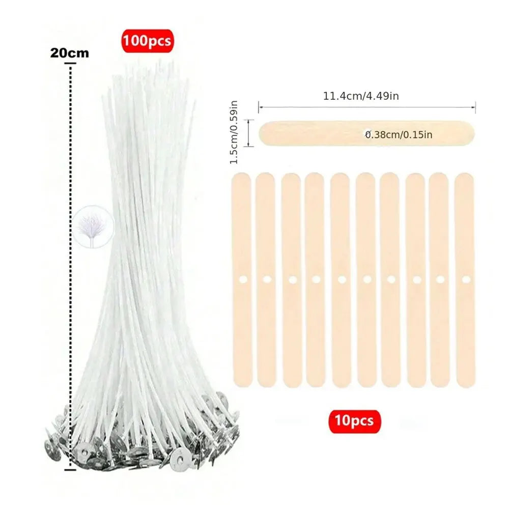 110 PCS Cotton Wicks-Soy Wax Core Smokeless Candle Wicks For Candle Making