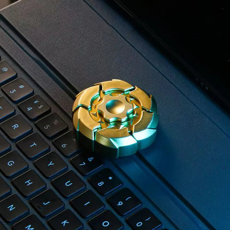 ABS Plastic Sci-Fi Tech Interface Hub Frame Fingertip Gyro Round Flat Rotating Spinning Glowing Light Effects Fidget Toys/Colors-Green/Gold/Red/Blue/Purple/Pink/Geometric/Multicolor/Ages: 13-18 + Years Older
