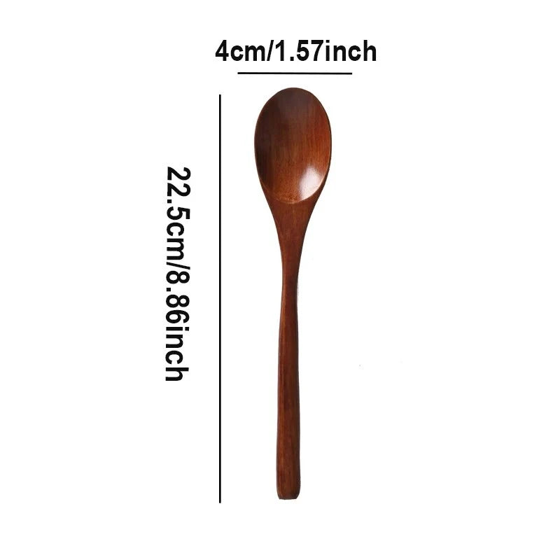 Kitchen 5-6 PCS Set Nanmu Japanese Style Brown Solid Wood Spoons
