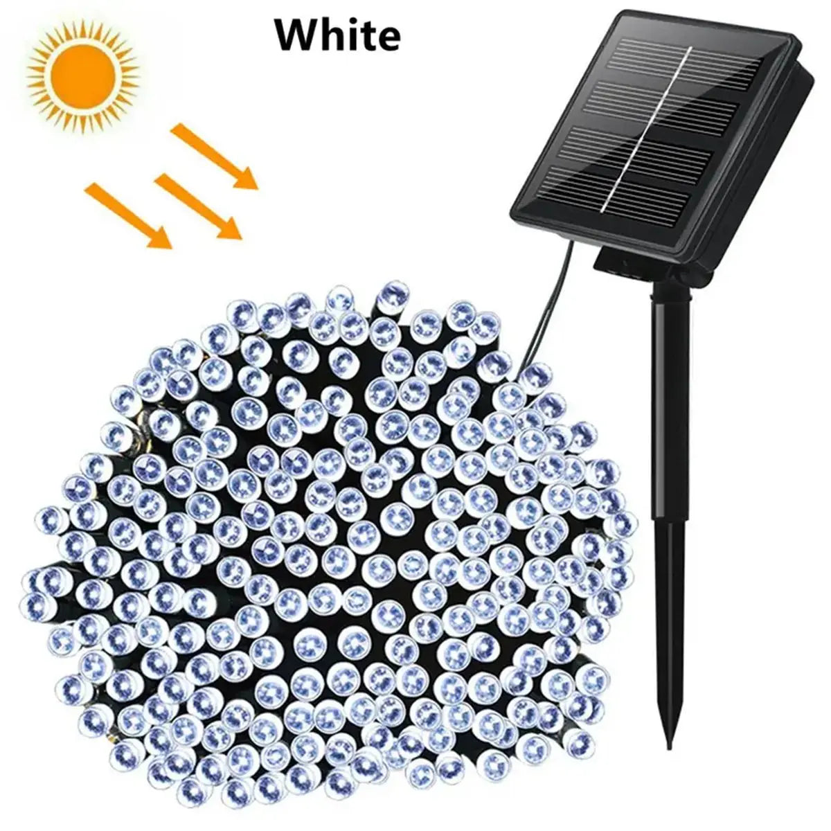 PEACH FOREST Outdoor Energy Saving Shatterproof Waterproof Green Wire Plastic Body Super Bright LED Beads Solar Powered Eight Modes Fairy Garland Light Ropes-Strings/Colors-Green/Black/White/Yellow/Multicolor