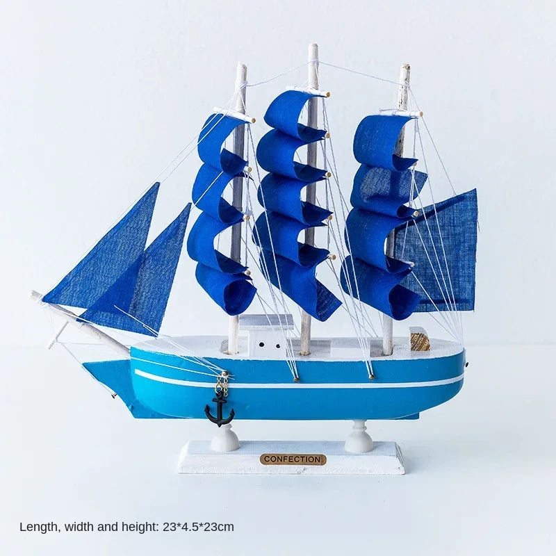 Wood/Fabric Nautical Sailboat Models/Colors-White/Black/Blue