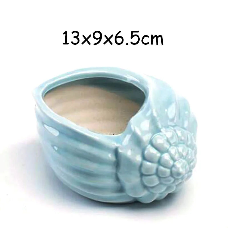 European Style Cute Fleshy Flowerpot Pocelain Blue Fish Macetas Vase Home Garden Mini Bonsai Cactus Flower Pot Balcony Decor
