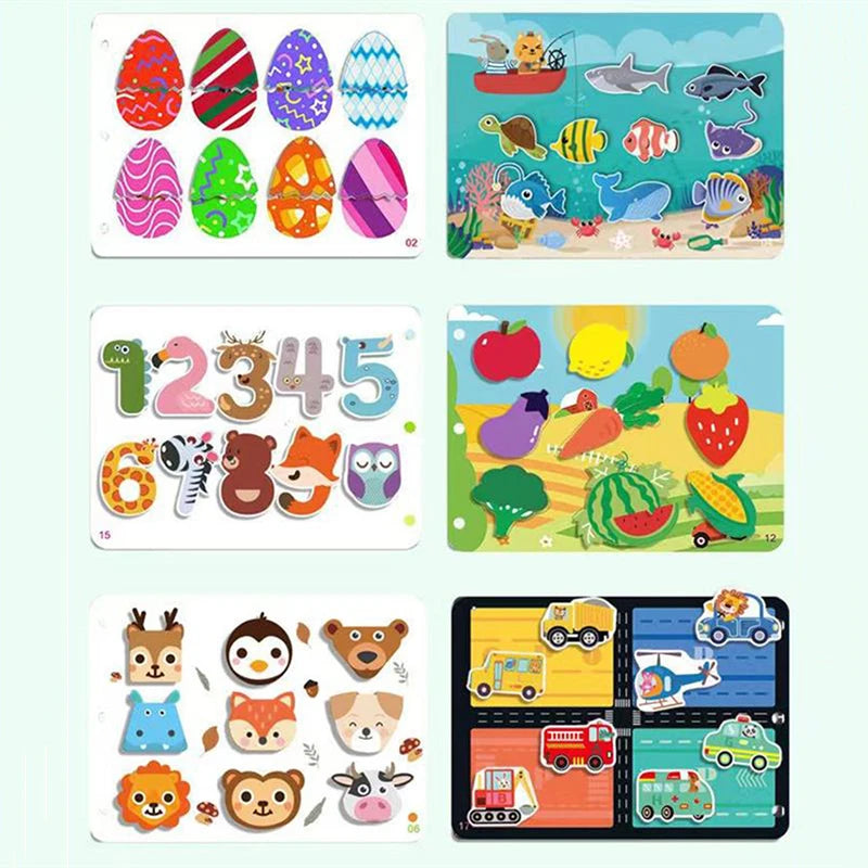 Montessori Kids Plastic Felt Fabric My First Quiet Busy Cardboard Early Education Matching Games Book /Ages: 3-Years-School-Age Older/ 15 Pages Book-30 Pages Book