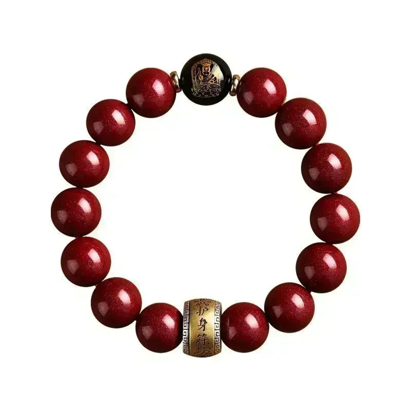 MOONBIFFY Adults Women New Imitation Natural Mineral Cinnabar Guardian Amulet Charm Bracelets