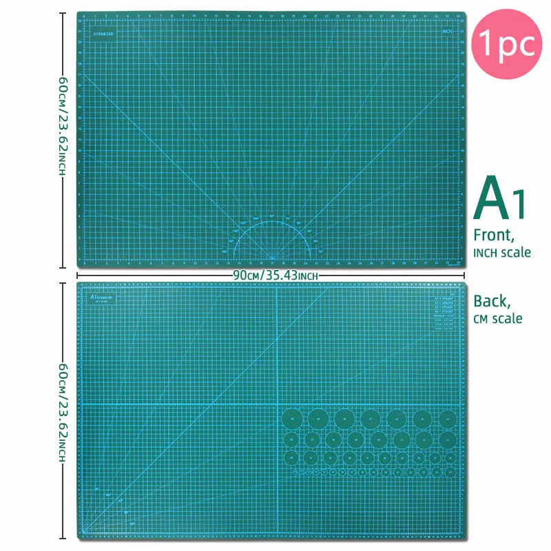 Durable Double-Sided PVC Multi-Purpose Self-Healing Grid-Lines Cutting Craft Mats/Colors-Green/Black/Gray/Pink/Purple