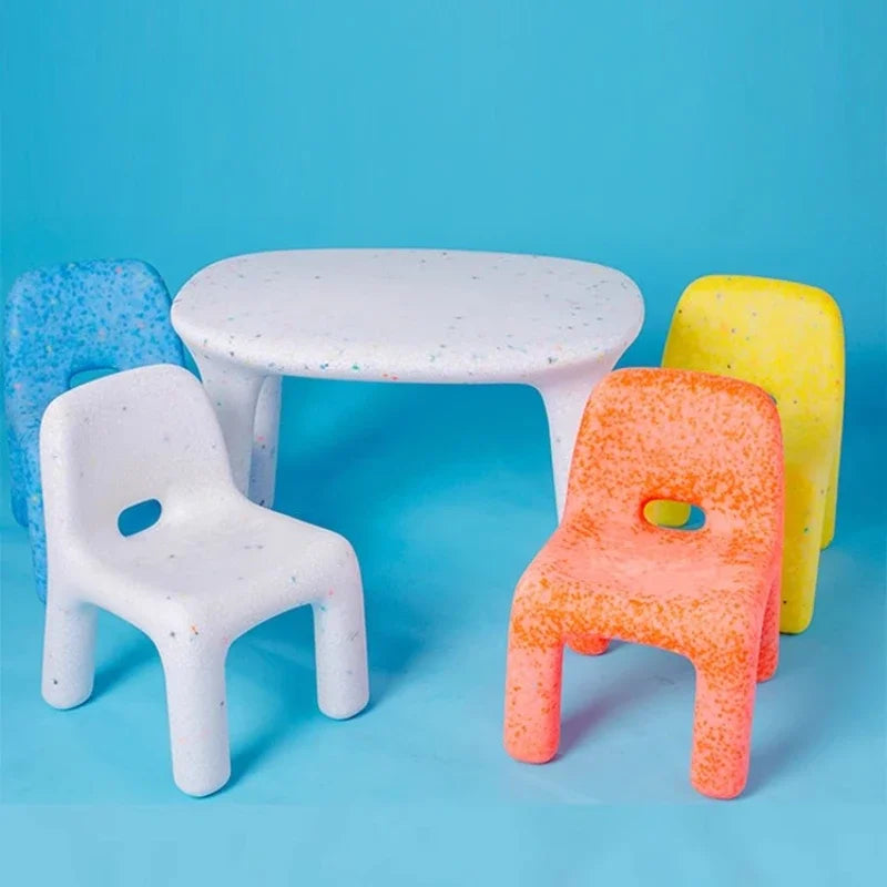 Toddlers Size Oval Shape Plastic White Table Colorful Chairs Set/Colors-White/Blue/Orange/Green/Assembly Required