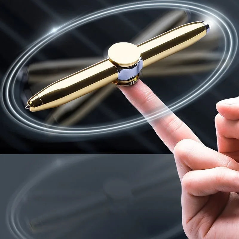 Gyro Metal Multi-Function Stress-Anxiety Relief LED Spinning Ballpoint Pen Fidget Toys/14-18 + Years Older/ Colors-Blue/Red/Silver/Gold/Black