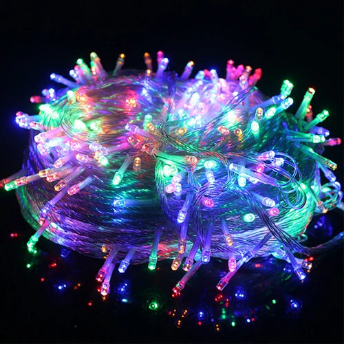10M String US Standard 110V LED Star String Yellow Pink Green Warm Blue Red White RGB Rainproof 100 Beads String Outdoor Decor