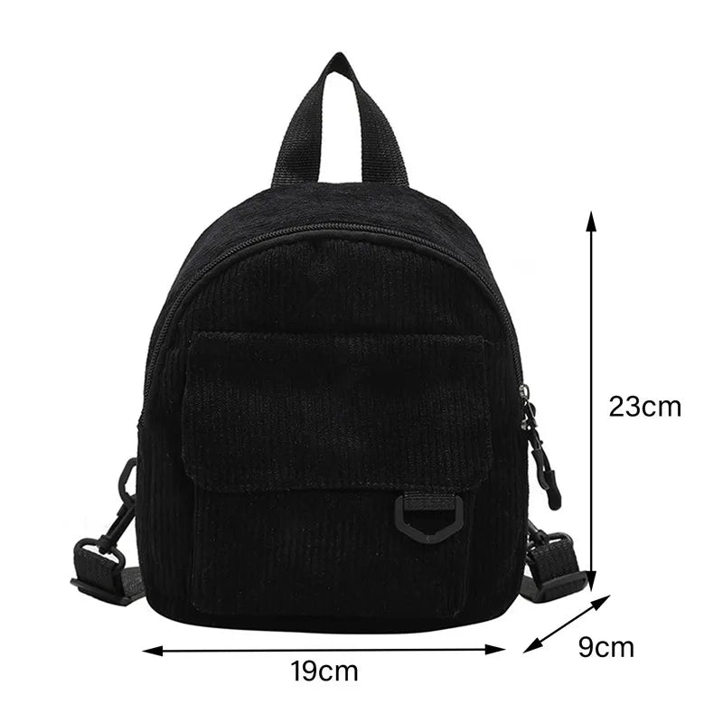 Women Softback Corduroy Interior Zipper Pockets Polyester Mochila Striped Rucksack Backpack Bags/Colors-Gray/Brown/Navy/Black/Blue/White