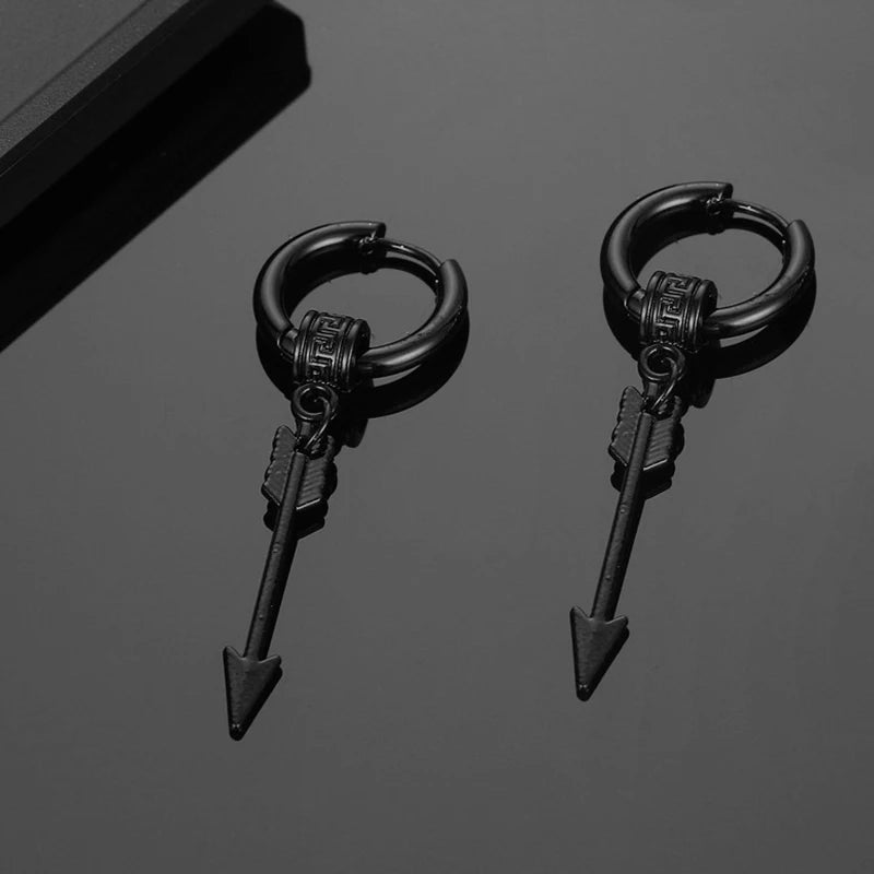 Unisex Metal Stainless Steel Imitation Black Studded Punk Earrings