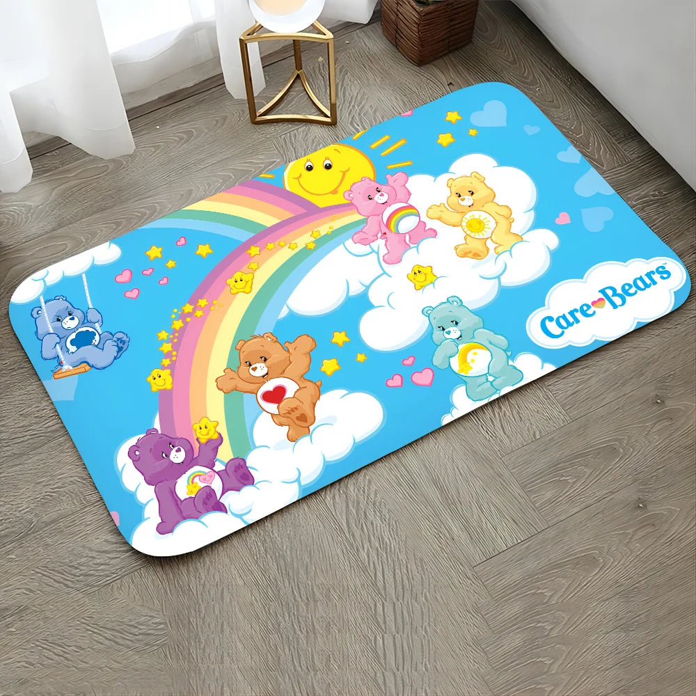 Non-Slip Fade Resistant Care Bears Theme Nylon Rectangle Floor Mats/Colors-Pink/Blue/Multicolor