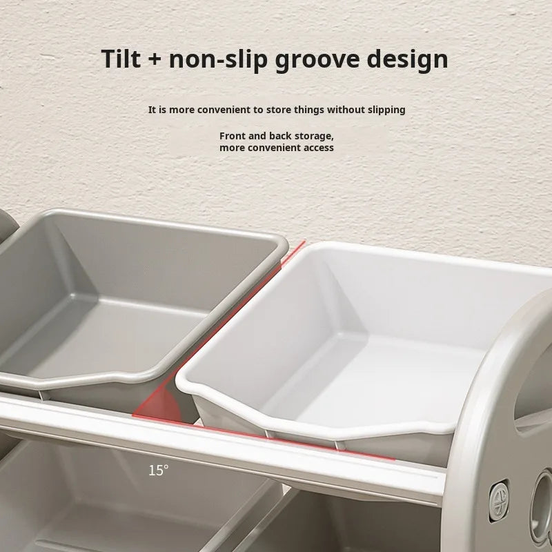 Babies-Toddlers Eco-Friendly 3-Tier Shelves Thick Plastic Toy Storage Cabinet/Ages: Over 6 Months Old/Colors-Gray/Pink/White/Black/Green/6-Plastic Storage Boxes Included