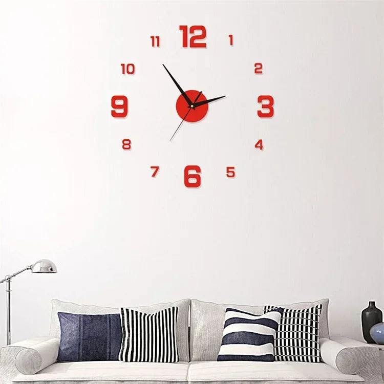 3D Large Numbers Frameless Acrylic Mirror DIY Quartz Digital Wall Clock Stickers/Number 5 Battery/Battery Not Included/Colors-Black/Gold/Red/Silver