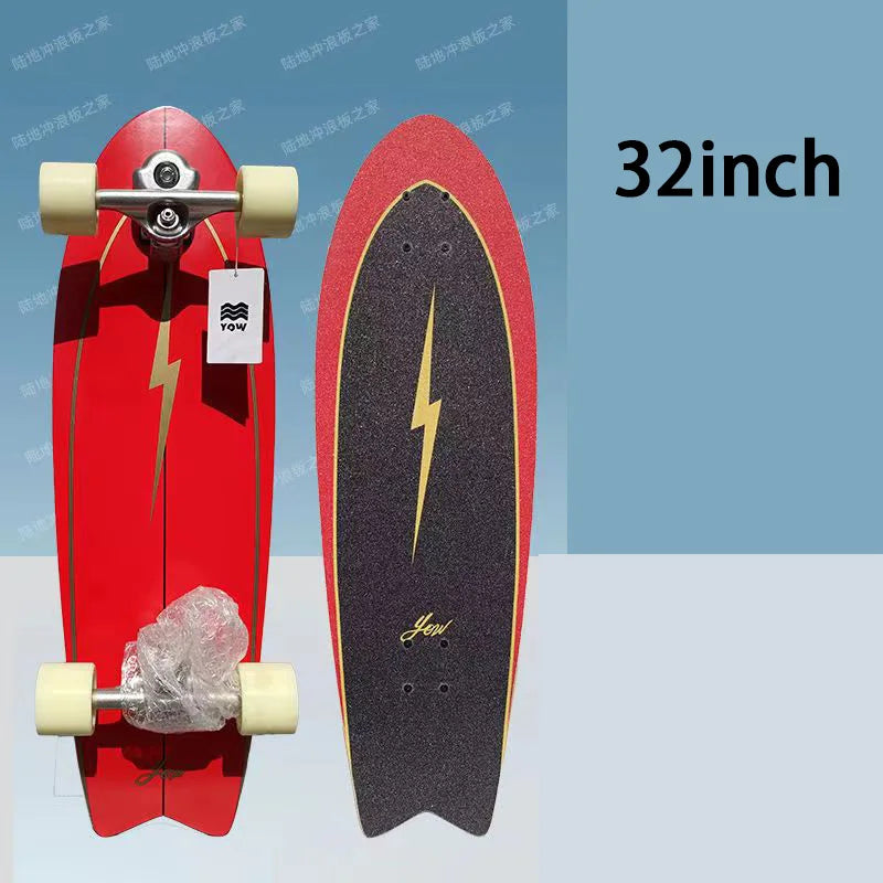 YOW Whole Kits Land Surf Skateboard Longboards w/ Trucks Wheels Bearings/And Tool/Colors-Black/Blue/Red/Striped/Yellow/Multicolor