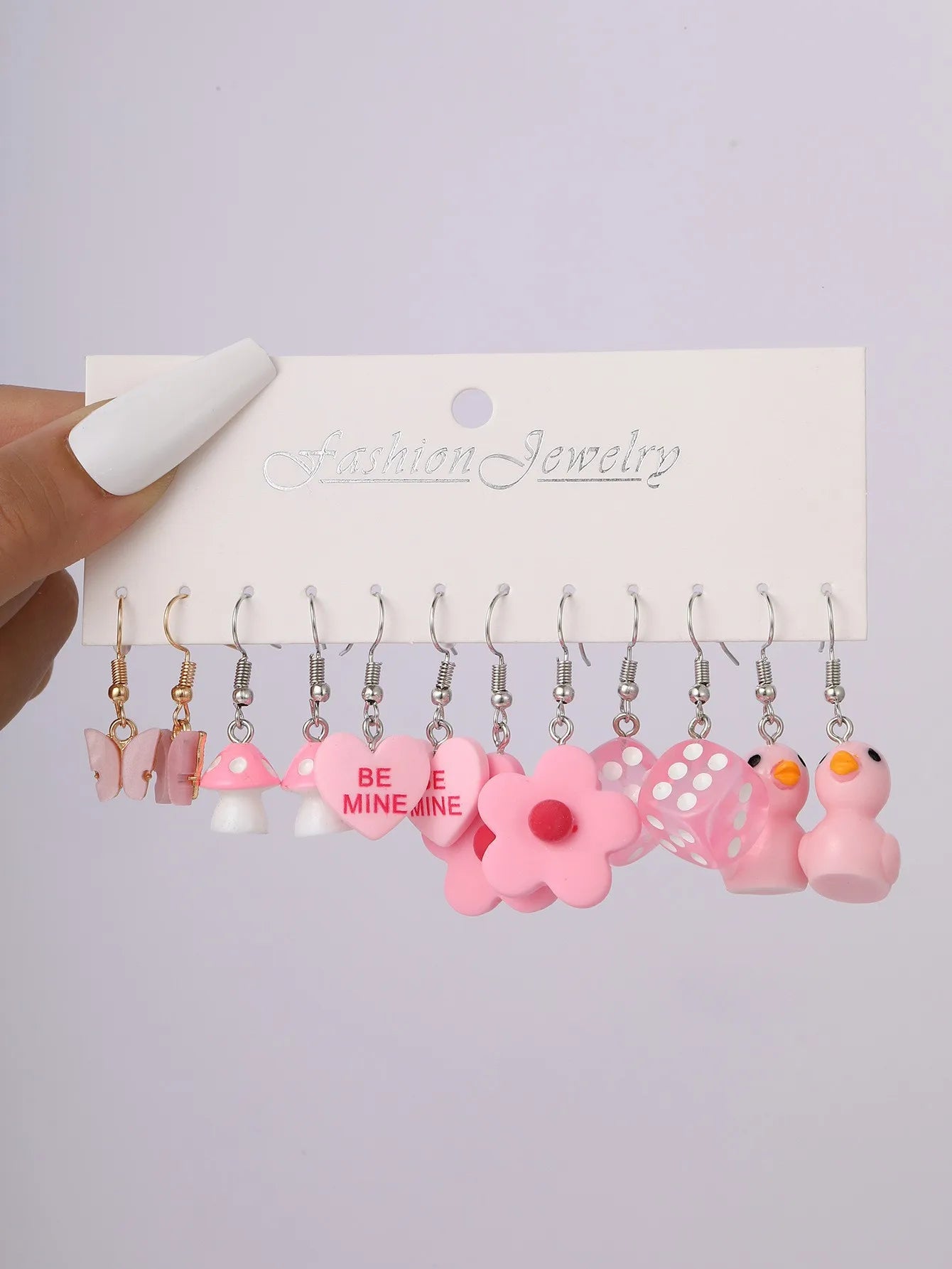 Women Imitation Multicolor Acrylic Cute Funny Cartoon Dopamine Hearts-Duck-Butterfly-Star-Pig Drop Tin Alloy Metal Earrings Sets/Colors-Multicolor/Dots/Animals