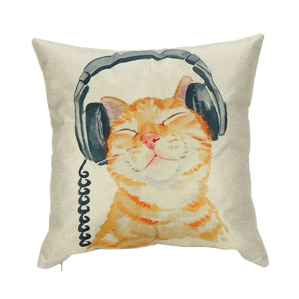 Printed Cute Cartoon Cat Polyester Pillowcase Covers/ Machine Washable/Size: 45 x 45cm