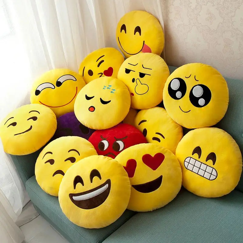 Yellow Polyester Cartoon Emoji Funny Soft Throw Pillows/Cotton Filling