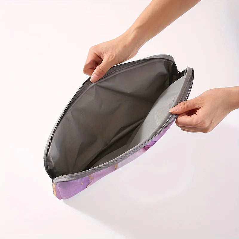Marble Printed Laptop Polyester Zipper Briefcase Bag /Suitable for 14 inch Laptops/Colors-Purple/White/Blue/Multicolor