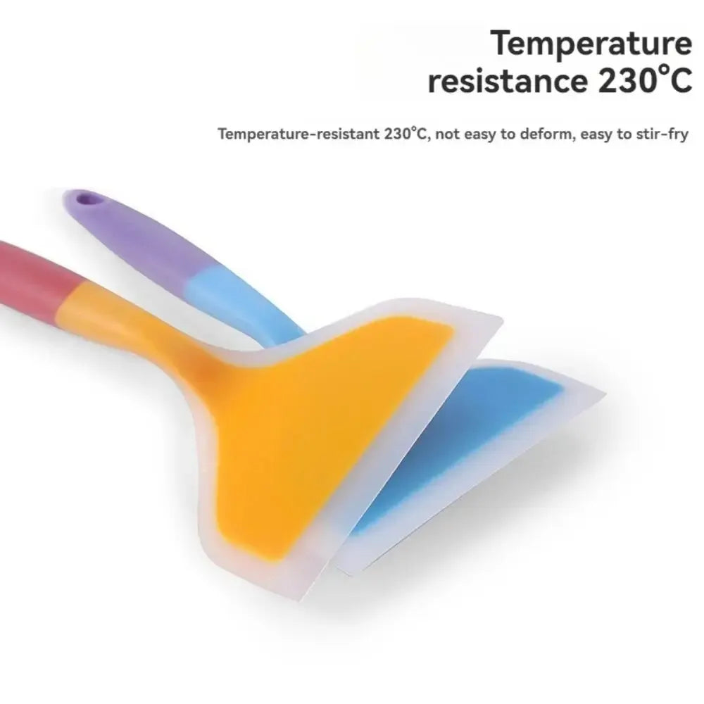 Kitchen Food-Grade Silicone-Nylon Non-Slip Microwave High-Temperature Resistant Pancake Wide Mouth Spatulas/Colors-Multicolor/Pink/Purple/Orange/Blue/Yellow