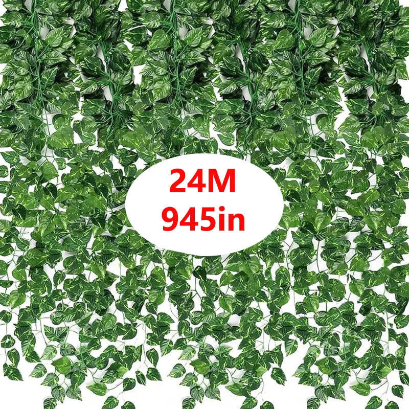 Small Outdoor Green Plastic Artificial Non-Flowering IVY Vine Garland Hanging Leaf Plant