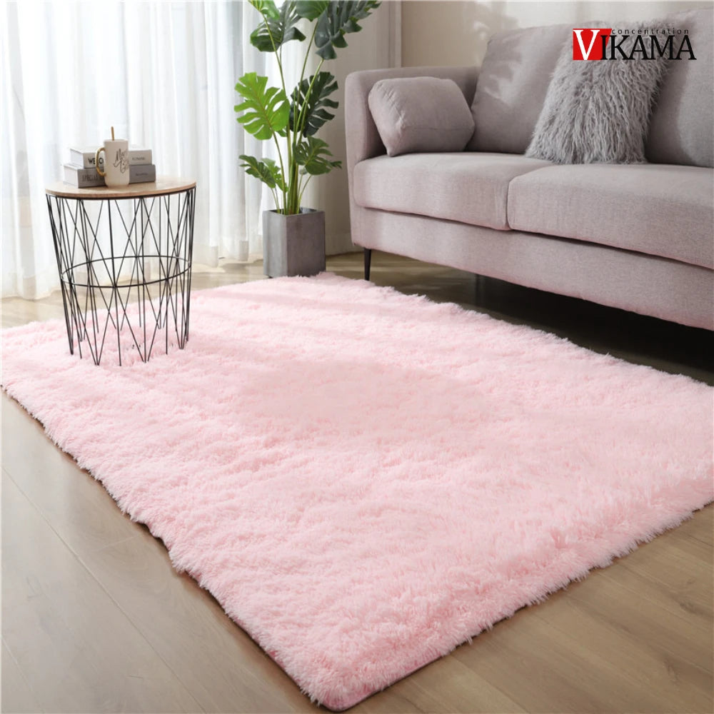 Modern Soft Plush Hand-Machine Washable Indoor Non-Slip Fade Resistant Polyester Rainbow Solid Color Rugs/Colors-Pink/ Gray/ Beige,/Multicolor/Blue/10 Sizes To Choose