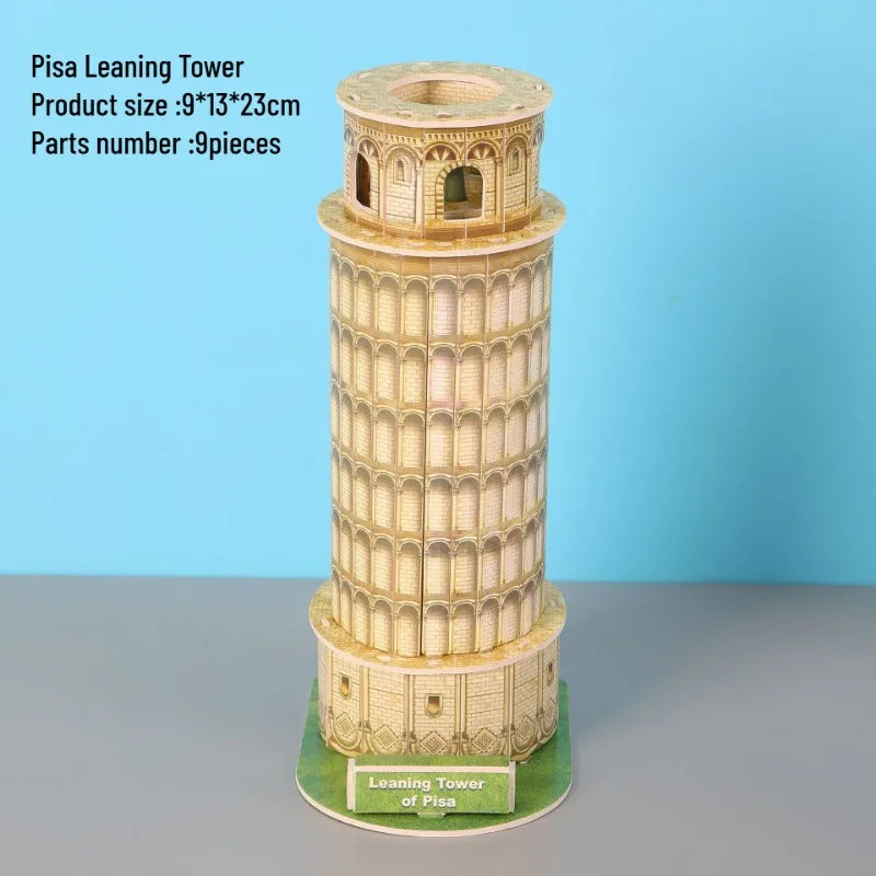Kids Paper Unisex Mosaic Model World Famous Building 3D Puzzles/Ages 7-14+ Years Old/Colors-Multicolor/Beige/Red/Orange