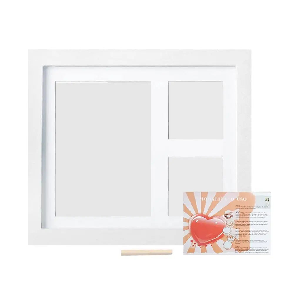 Unisex All Ages Babies-Pets MDF Wood Hand-Footprint Print Photo Frame Keepsake Kit/Ink Pad/Colors-Black/White/Beige