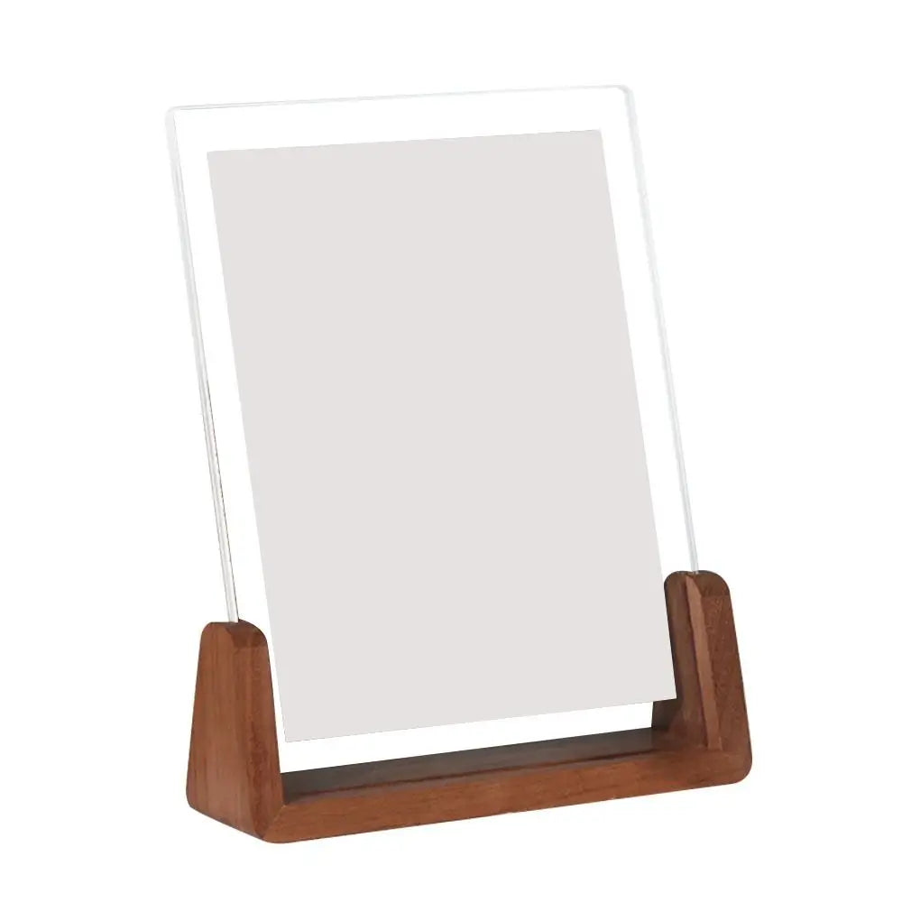 Flexible Strong Rectangle Clear Acrylic Brown Wood Base Photo Frames