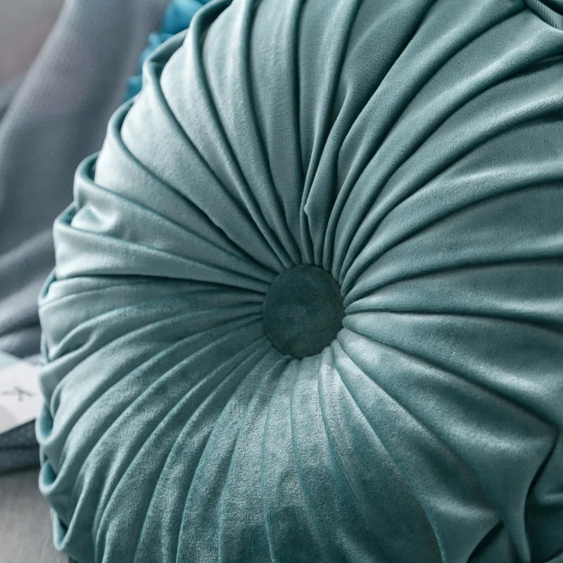 Velvet Round Pumpkin Shape Solid Throw Pillows/Colors-Beige/ Red/ Coffee/ Lake Blue/Navy Blue