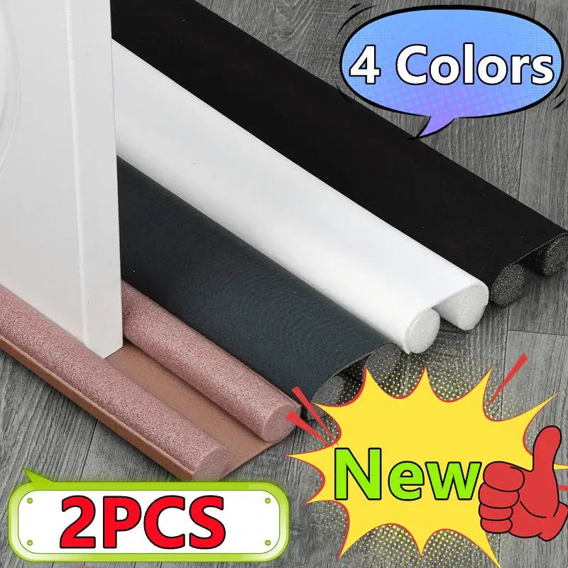 2 PCS Set Non-Adhesive Cuttable Flexible Under Door Round Foam Seal Strips/Colors-Gray/Brown/Black