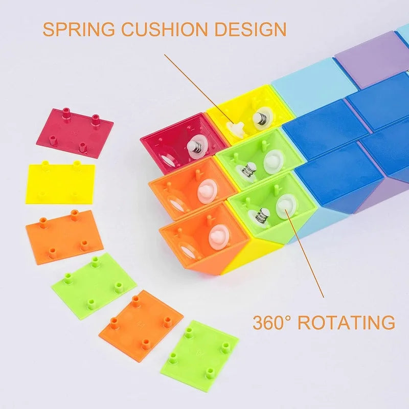 Rainbow Twistable ABS Plastic IQ Sequential Puzzle Conjoint Cube Fidget Toys/Ages 13-18+ Years Old