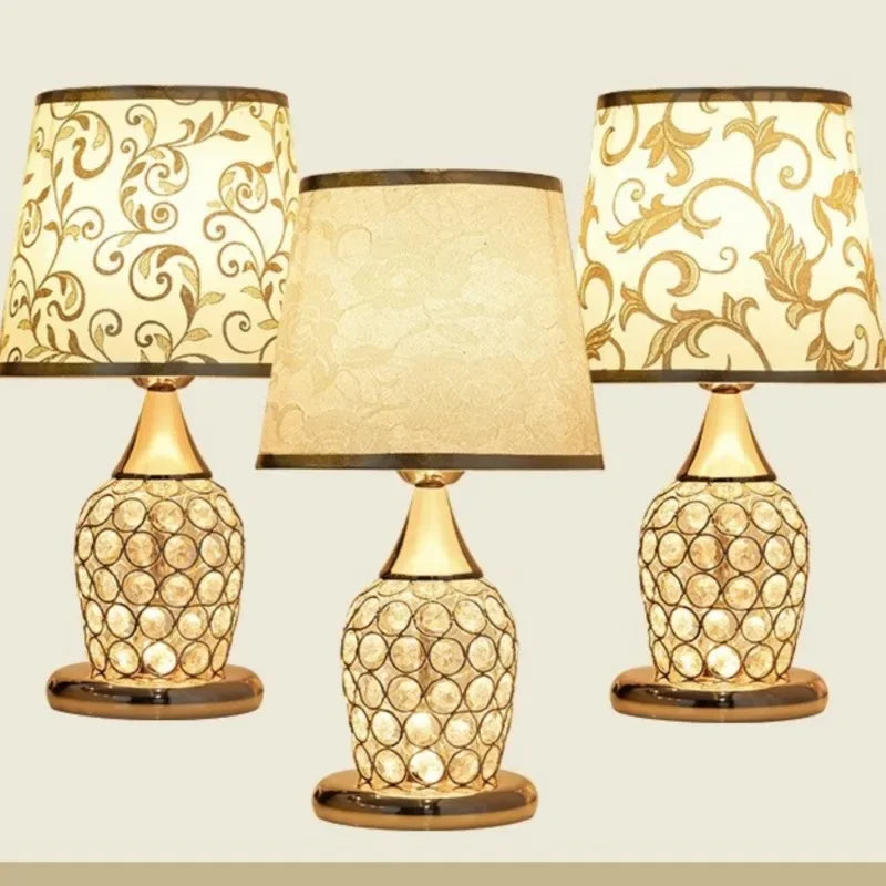 Modern Plastic Warm White LED European-Style Crystal Floral Fabric Shade Direction Up-Down Table Lamps/Colors-Yellow/Floral