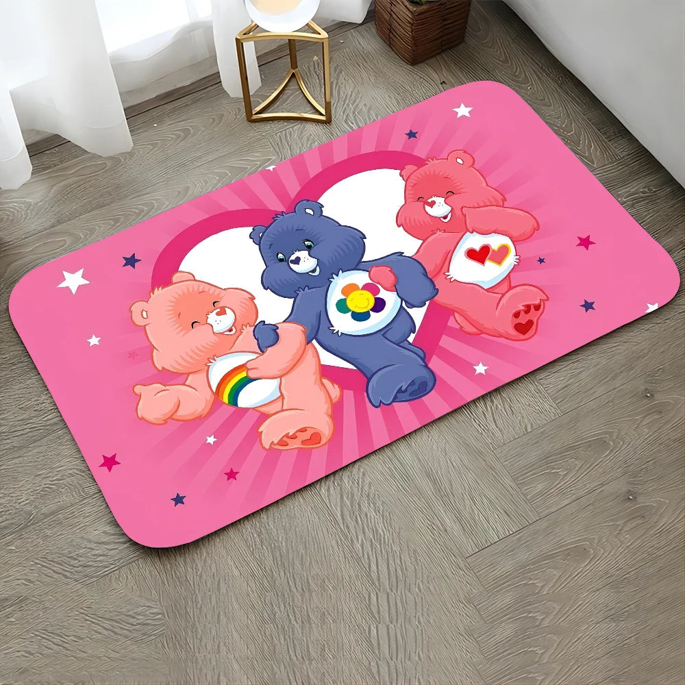 Non-Slip Fade Resistant Care Bears Theme Nylon Rectangle Floor Mats/Colors-Pink/Blue/Multicolor