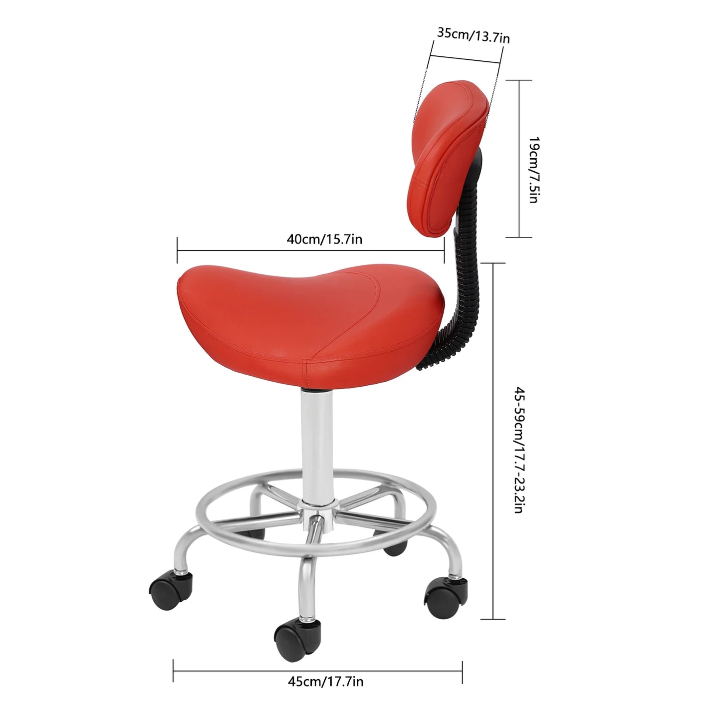 Faux Leather Adjustable Bar Backrest Stool / Colors- Red/ Black/ Grey