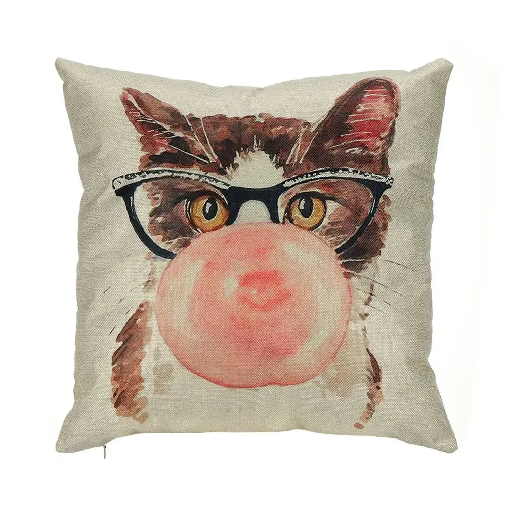 Printed Cute Cartoon Cat Polyester Pillowcase Covers/ Machine Washable/Size: 45 x 45cm