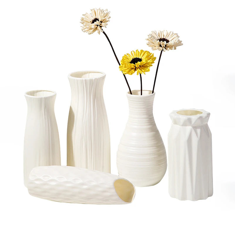 Nordic Modern Plastic Bottle Flower Vases/Colors-White/Clear