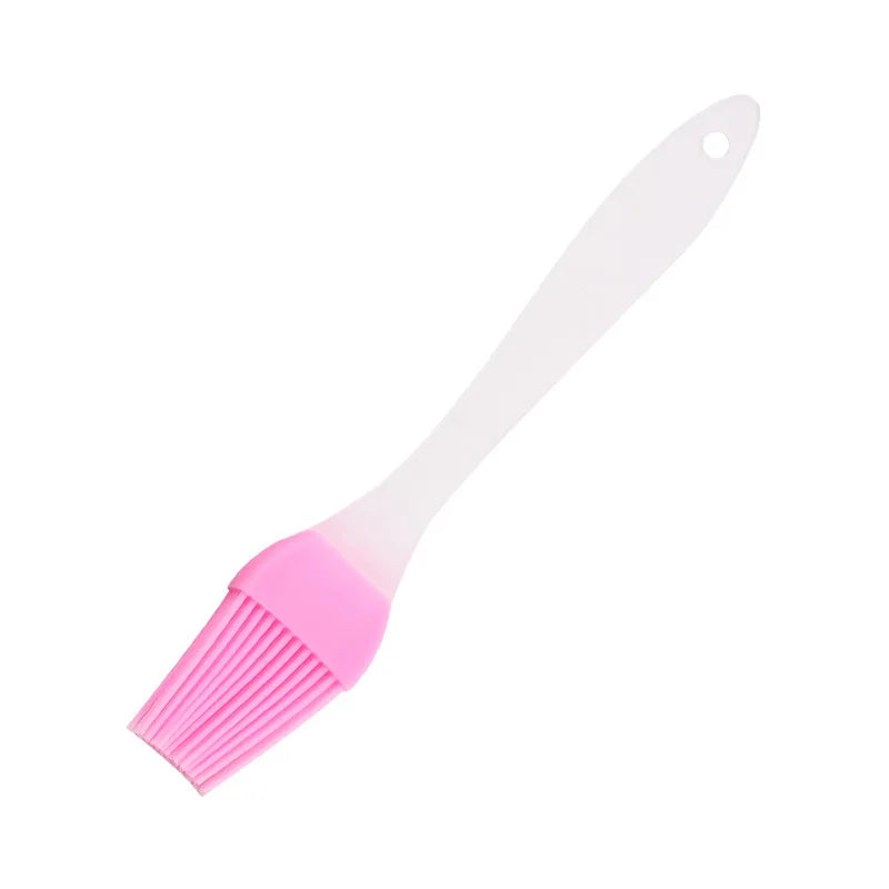 Kitchen Plastic Non-Slip Frosted Handle Disassembling Head Basting Silicone Bristle Brush-Hook Hole/ Colors-Orange/Pink/Green/Red/Yellow/Blue