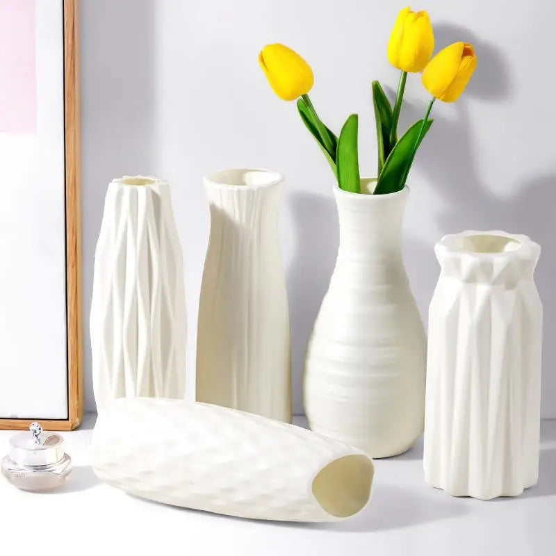 Nordic Modern Plastic Bottle Flower Vases/Colors-White/Clear
