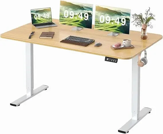 ANGDUO Large Black Rectangle Shaped Brown Wood Top Quiet Electric Memory Lift Steel Metal Frame Commercial Free-Standing Desks /Size:24"D x 55"W x 28.7"H / Colors-Maple, Black, Brown, White, Light Wood, Dark Wood