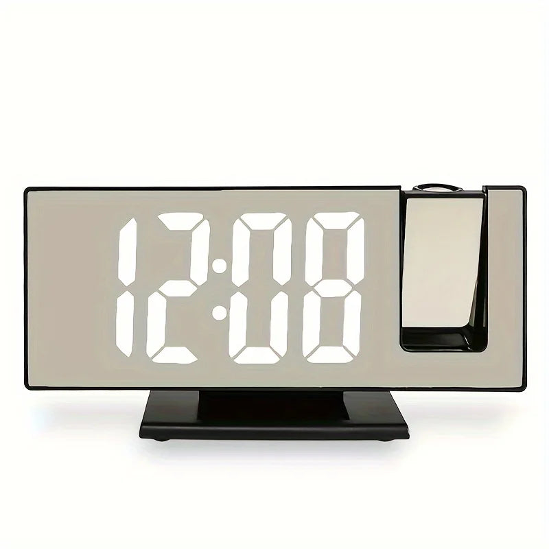 Mirrored Face Rectangle Intelligent Plastic Digital LED Multifunctional Projector Plug-In USB-DC Cable Alarm Clocks/Colors-Black/White/Multicolor