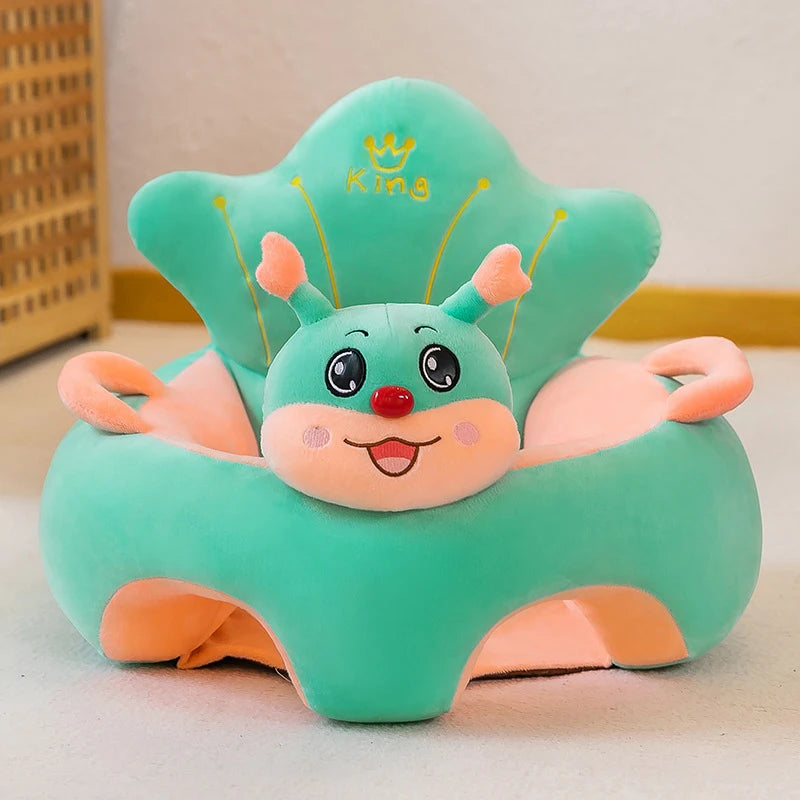 Babies Upholstered Super Soft Velvet Cartoon Animals Faces Learning To Sit Comfortable Plush Chairs/Ages: Fits 3 Months-2 Years Old/No Filling/Colors-Animals Multicolor