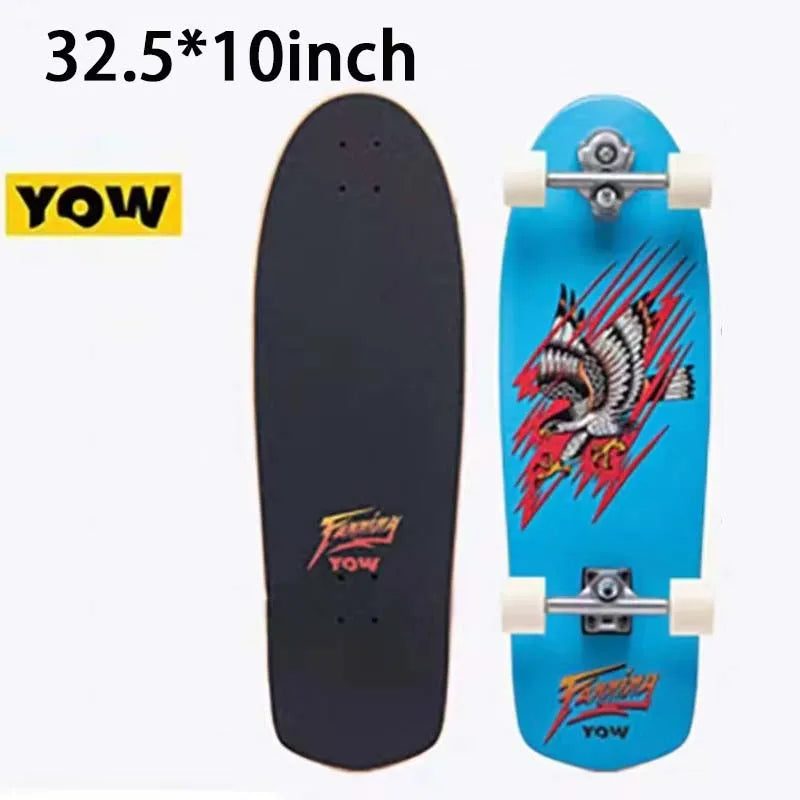 YOW Whole Kits Land Surf Skateboard Longboards w/ Trucks Wheels Bearings/And Tool/Colors-Black/Blue/Red/Striped/Yellow/Multicolor