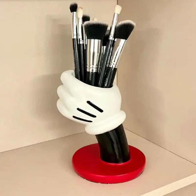 Kids Desktop PVC Cartoon Movie Mickey Mouse Hand-Arm Holding Vase Artificial Roses Model/Colors-Black/Red/White