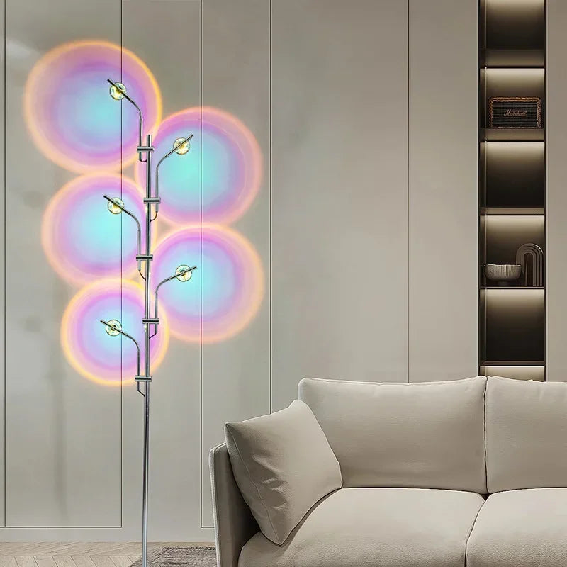 Nordic Iron Rainbows Standing LED Art Projection Wedge Base Floor Lamps/Colors-Black/Silver/Gray/Rainbow Colors/Multicolor