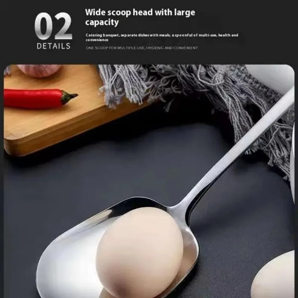 Kitchen Streamlined Design Silver Stainless Steel Serving Large Wide Flat Head Spoons