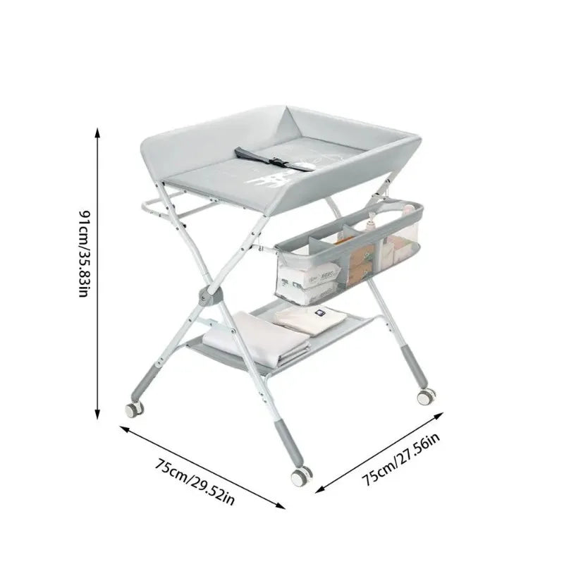 Babies-Toddlers Metal Frame Waterproof Portable Height Adjustable Collapsible Diaper Changing Tables/ Swivel Wheels/Drying Rack /Large Storage Options/Colors-Green/Gray/Pink/Blue/White/Ages: Newborn 0-3 Years Old