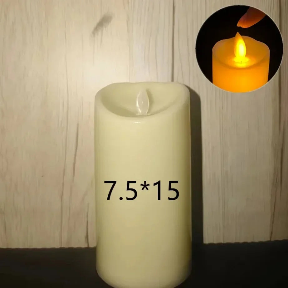Realistic Round Plastic LED Electronic Flickering Flameless Candles/3-AAA battery/Battery Not Included/Colors-White/Black/Mini Candle-Ivory-White Button Batteries Not Included