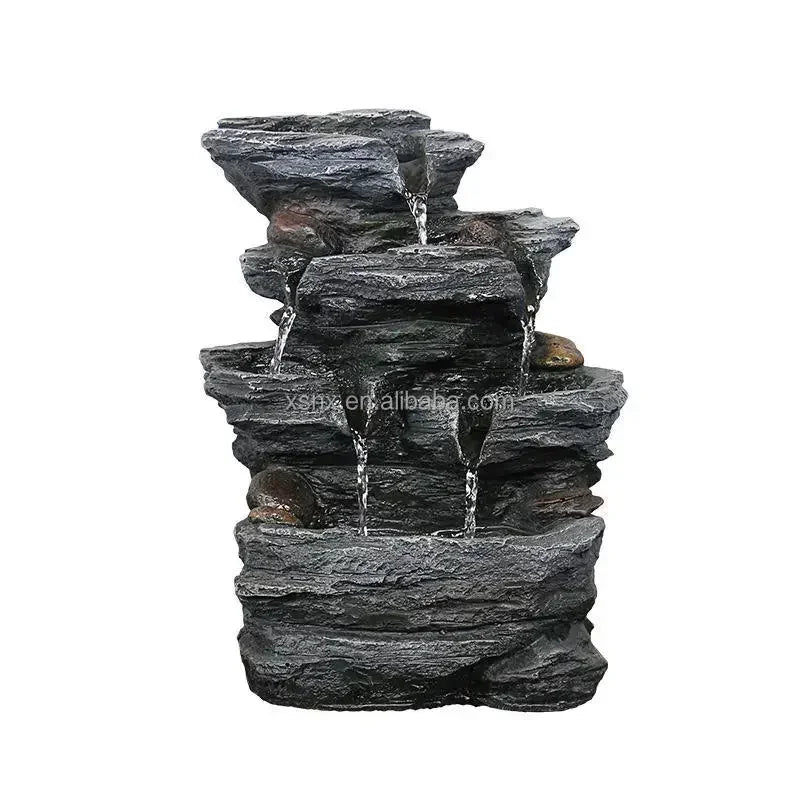 Relaxing water Sound 5-Step Rock Falls Indoor Waterfall garden outdoor decor rock tabletop fountain with led Light