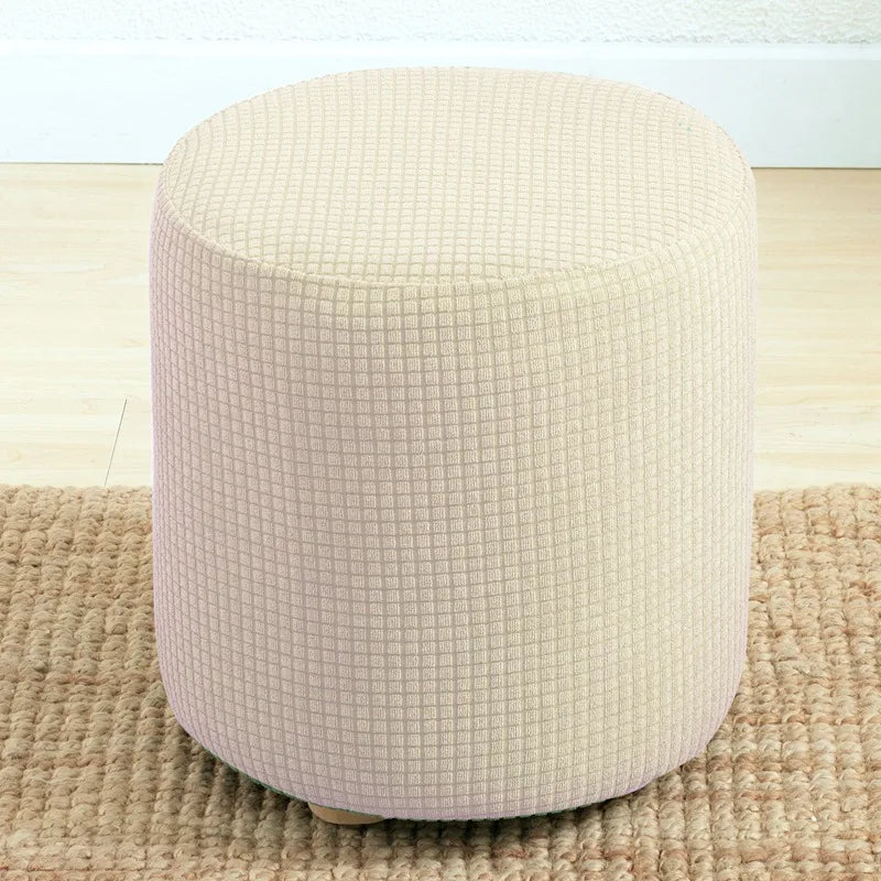 Round Polyester-Cotton Ottoman Stretch Elastic Slipcovers/Colors-Wine Red/Purple