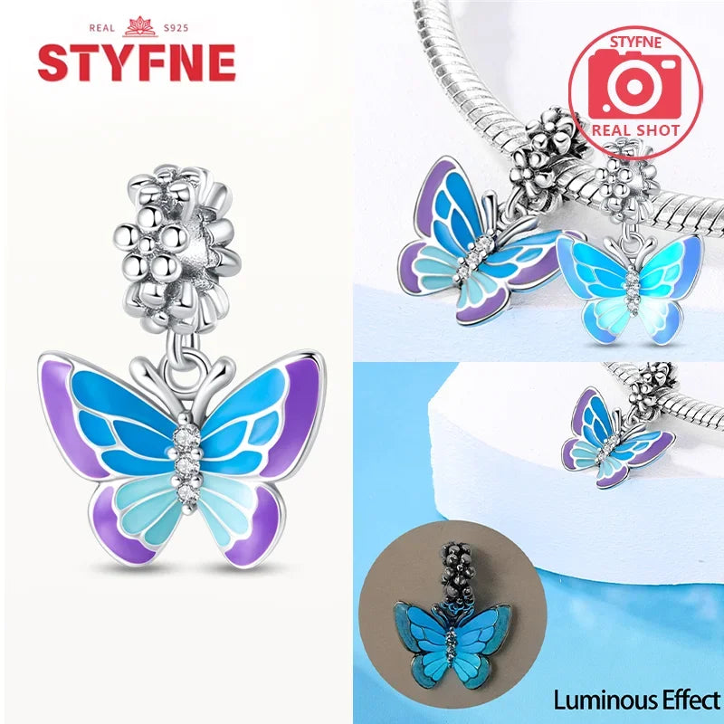 925 Sterling Silver Firefly Charms Glow in The Dark Pendant For Original Bracelet for Women fine Jewelry Love Gifts Diy
